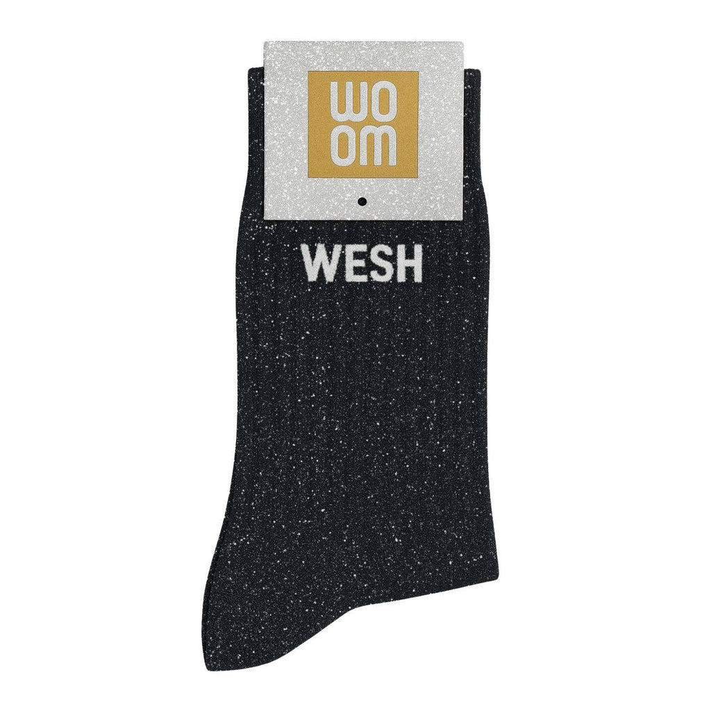 Chaussettes à Paillettes à Message "Wesh" Noir