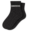 Chaussettes Courtes à Paillettes "Emmerdeuse" Noir