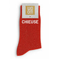 Chaussettes à Paillettes à Message "Chieuse" Rouge
