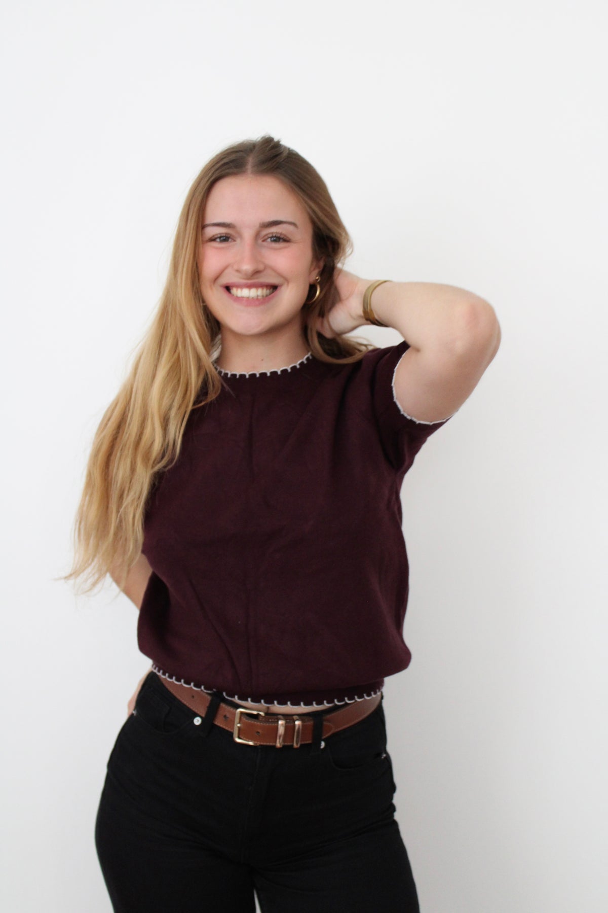 Pull dos nu cœur bordeaux
