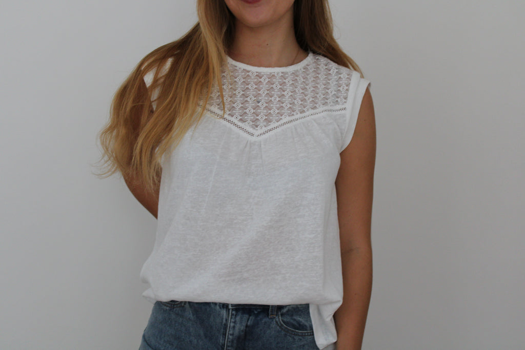 Haut dentelle blanc