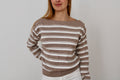 Pull marinière beige et blanc
