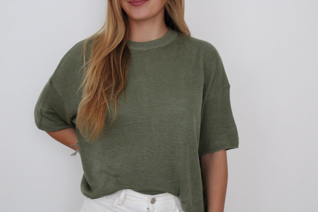 Pull manches courtes kaki