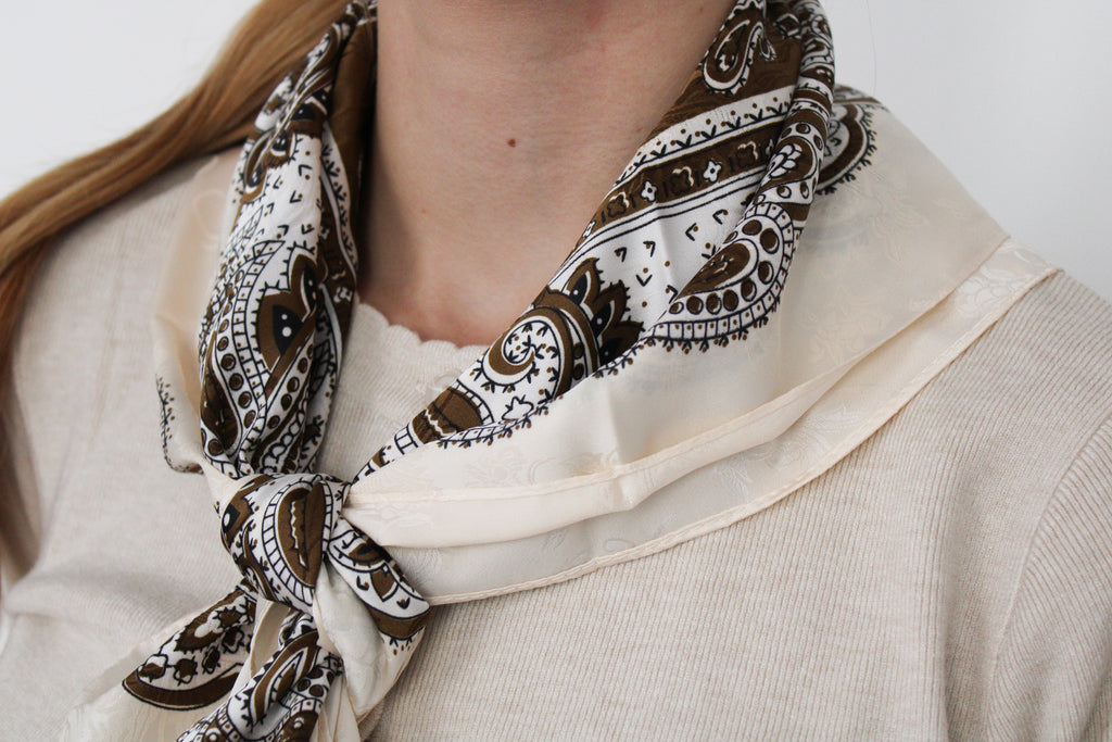 Foulard blanc / doré (marron)