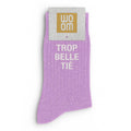 Chaussettes à Paillettes à Message "Trop Belle Tié" - Purple