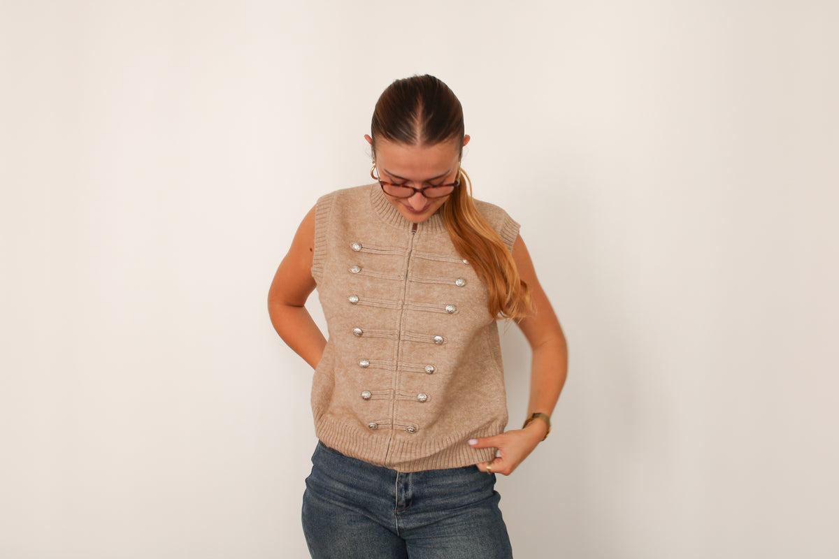 Pull/Gilet Napoléon taupe