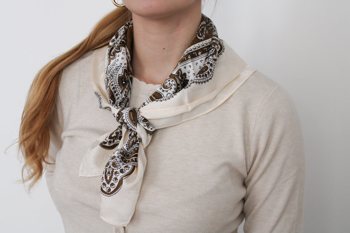 Foulard blanc / doré (marron)
