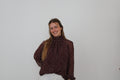 Blouse bordeaux à pois