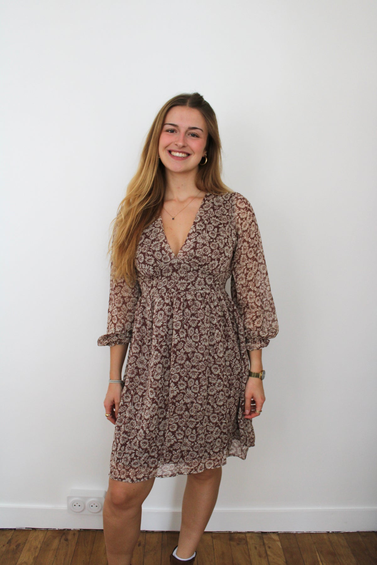 Robe fleurie marron