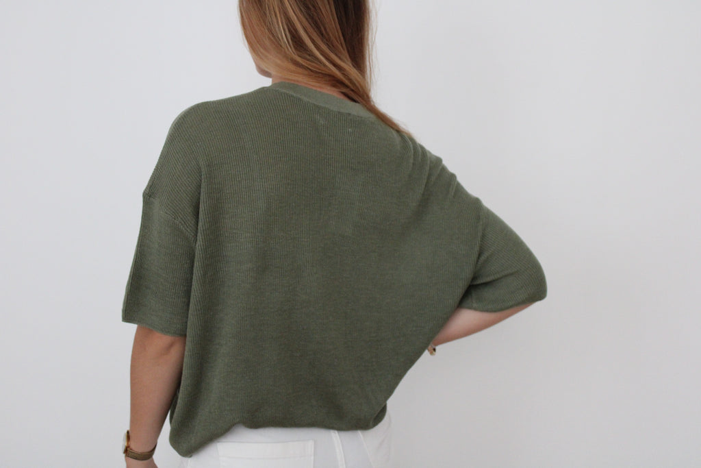 Pull manches courtes kaki