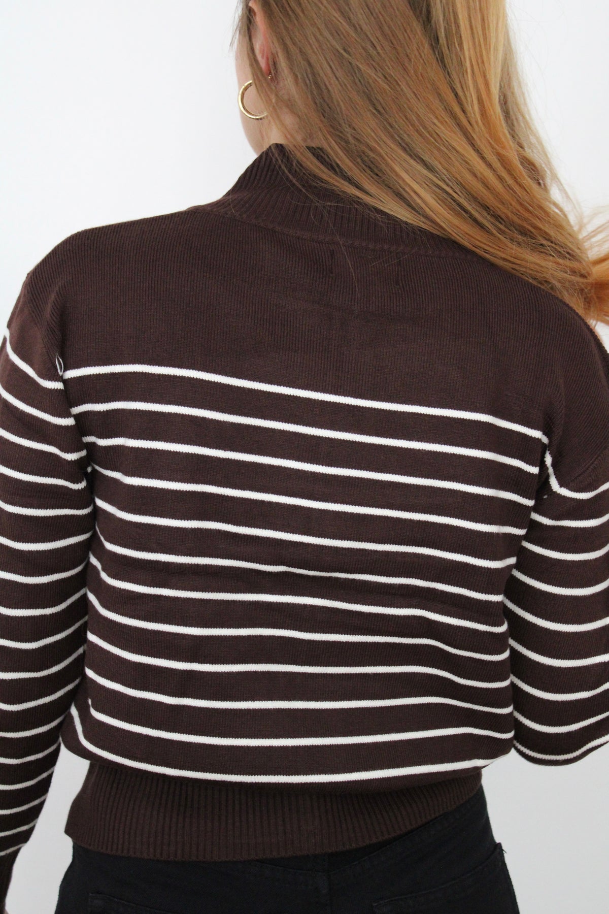 Sweat rayé marron