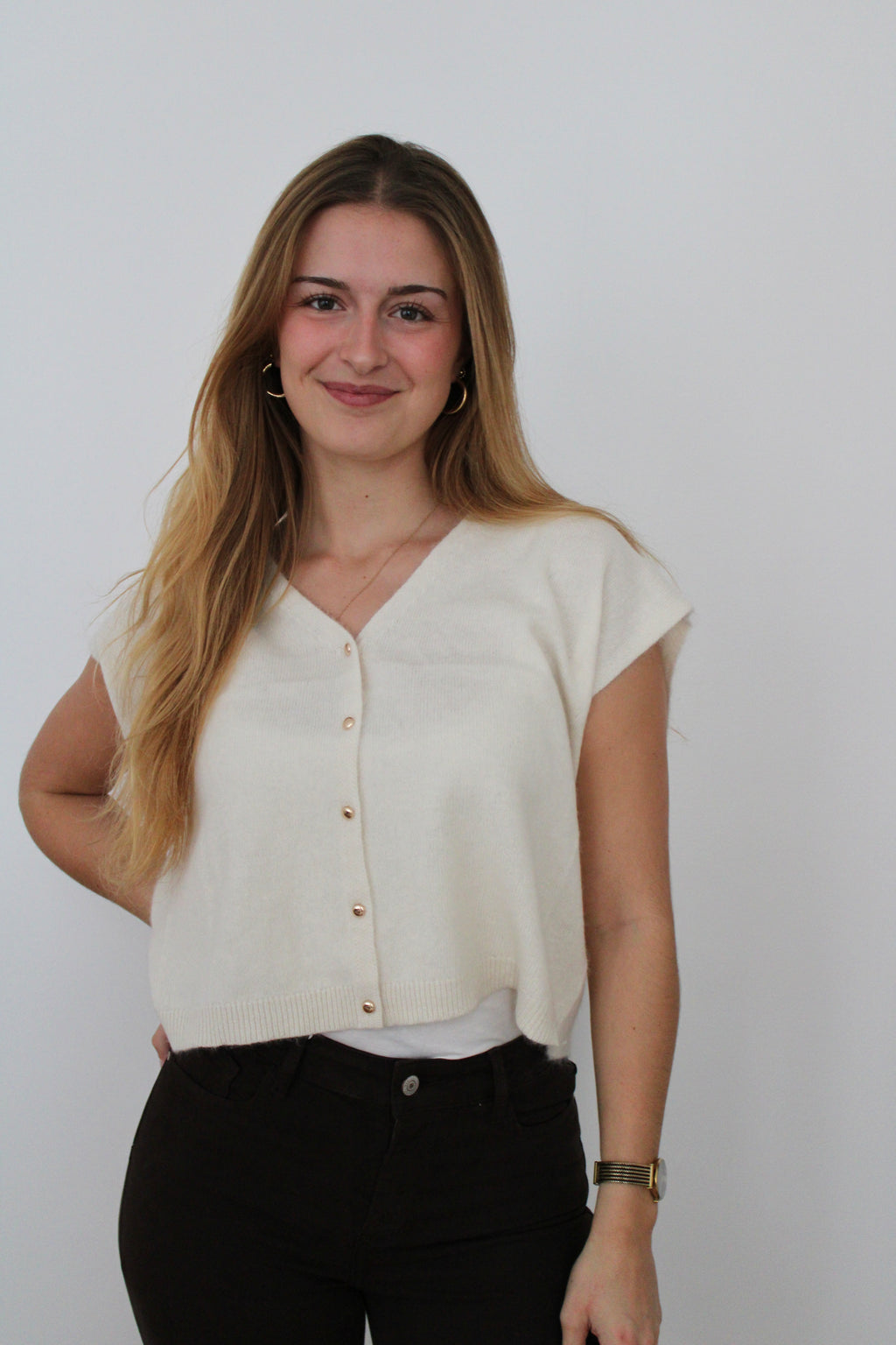 Gilet manches courtes beige