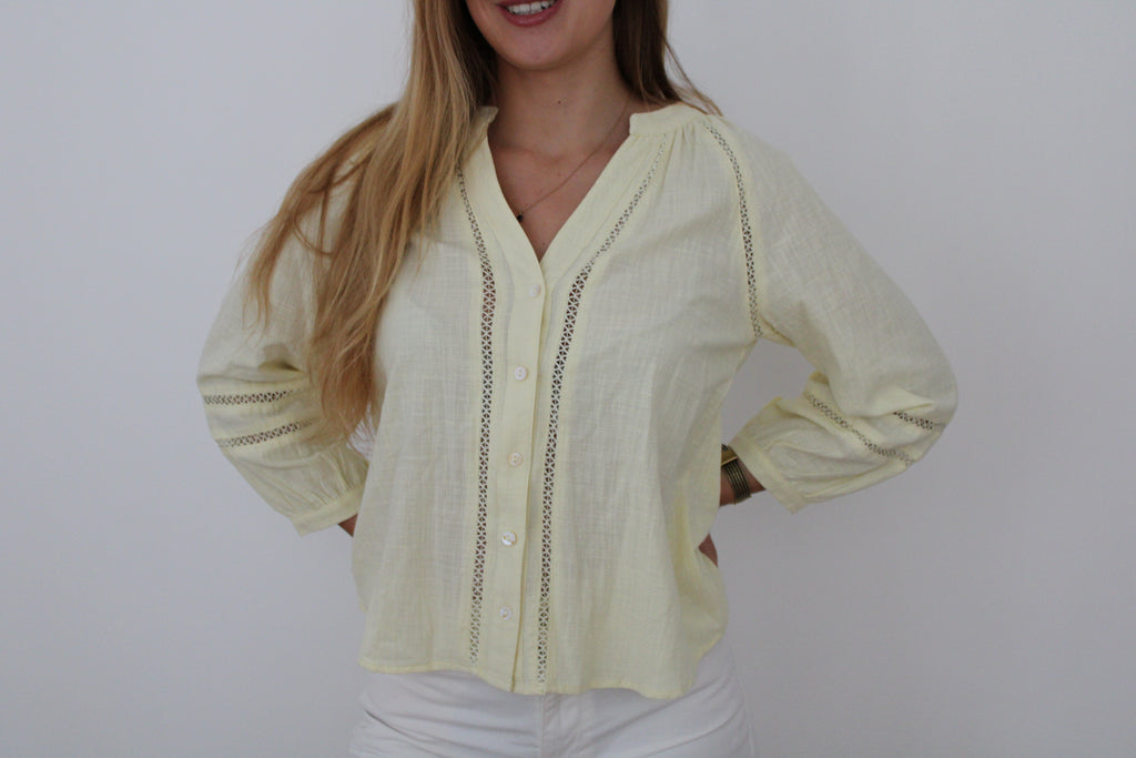 Blouse col V jaune