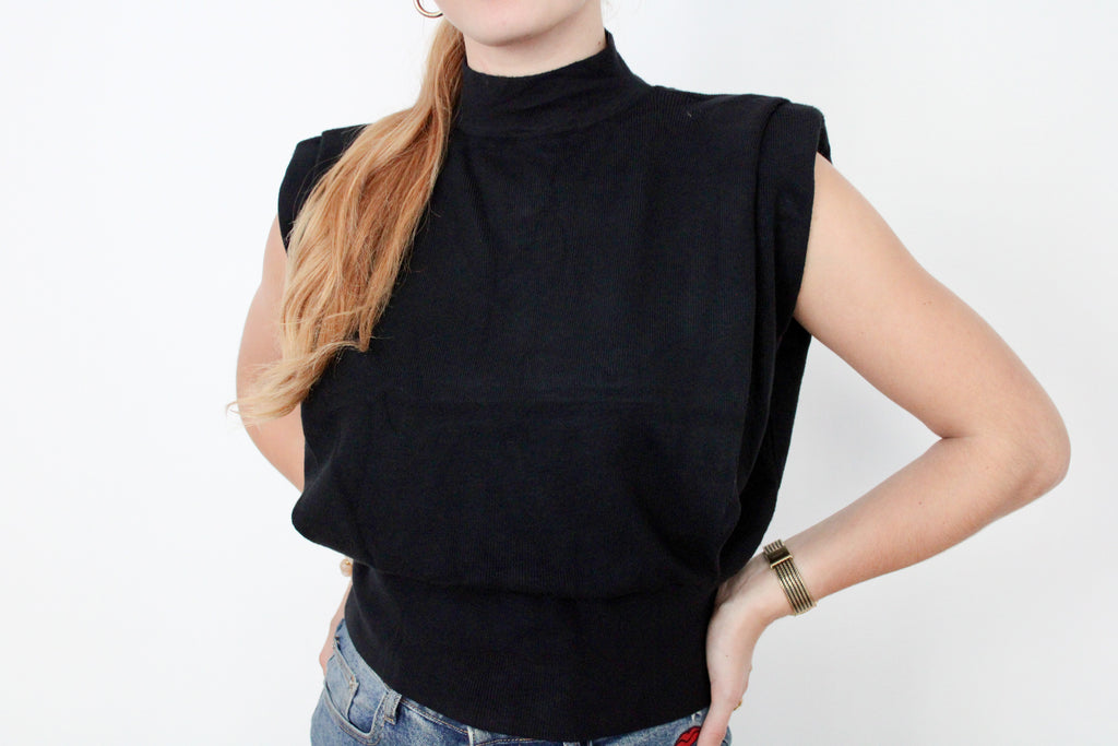 Pull épaulettes sans manches noir