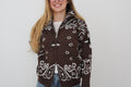 Sweat marron à motifs