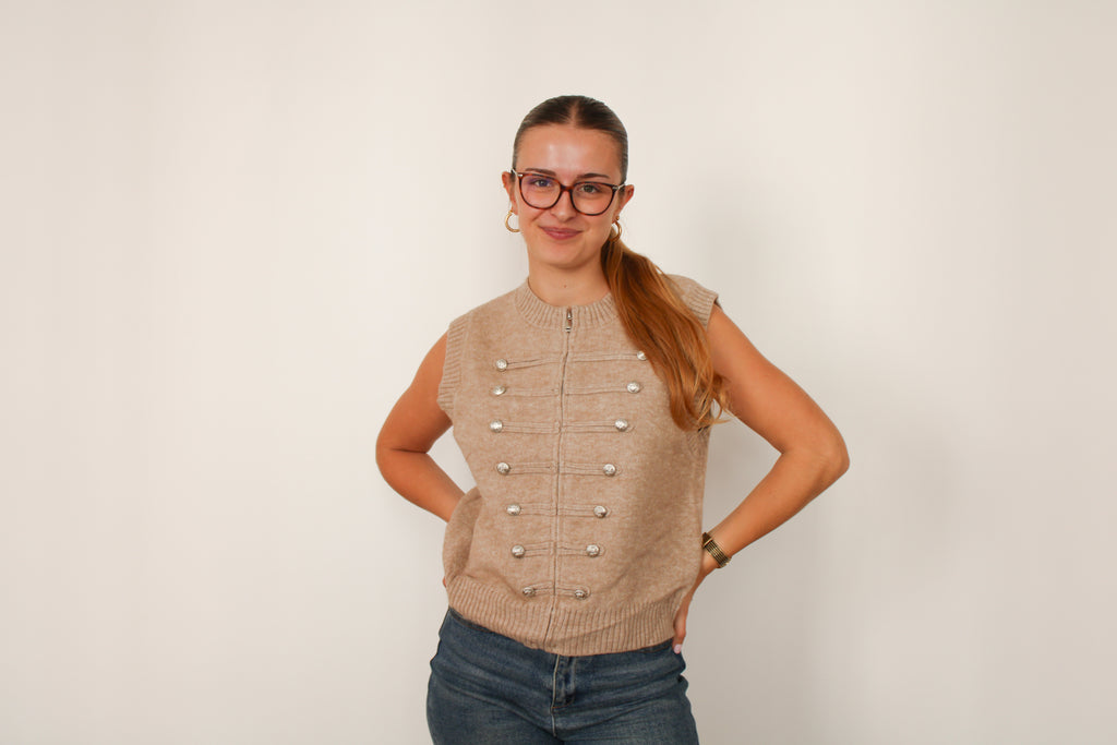 Pull/Gilet Napoléon taupe