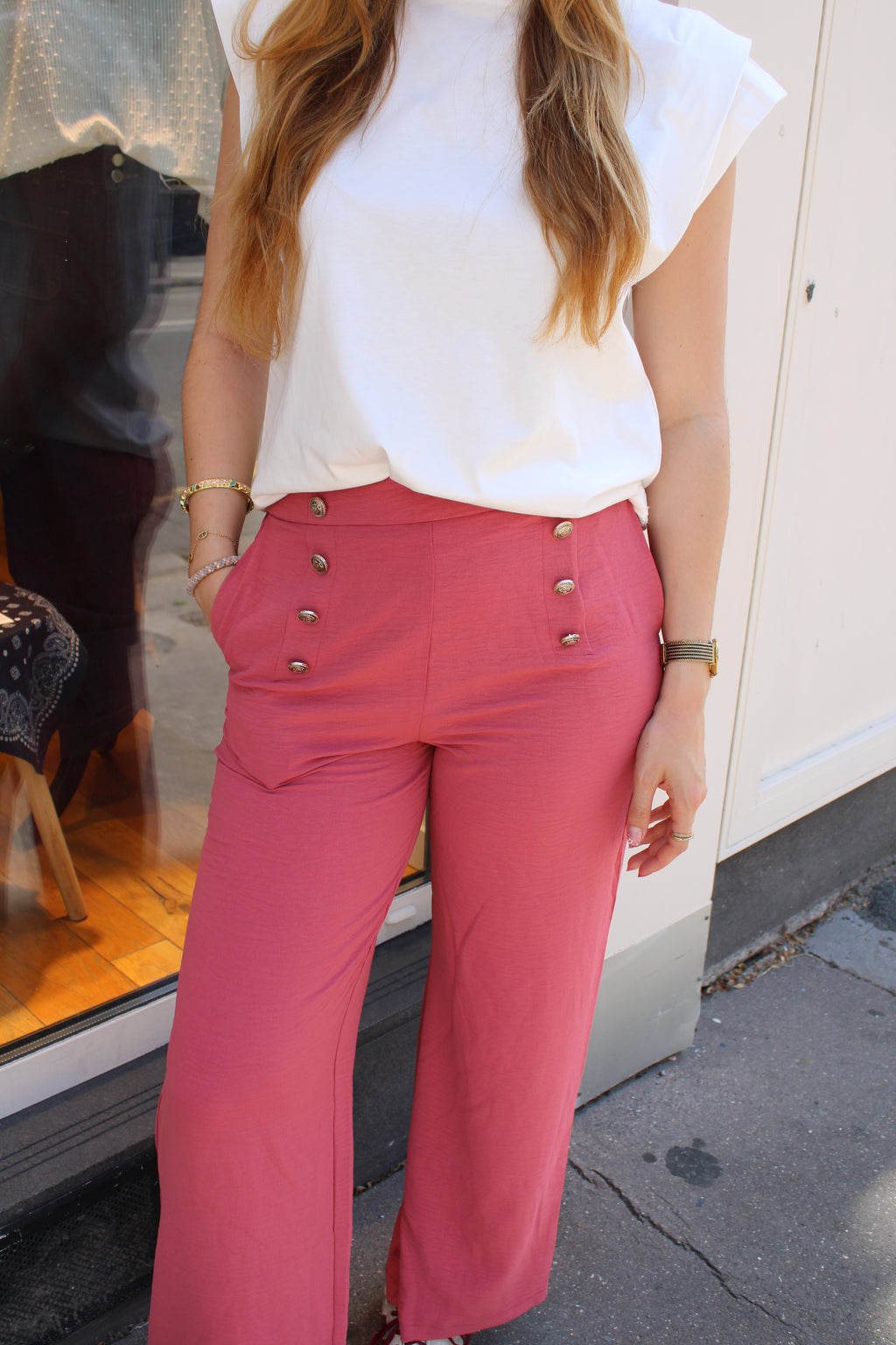 Pantalon fluide rose