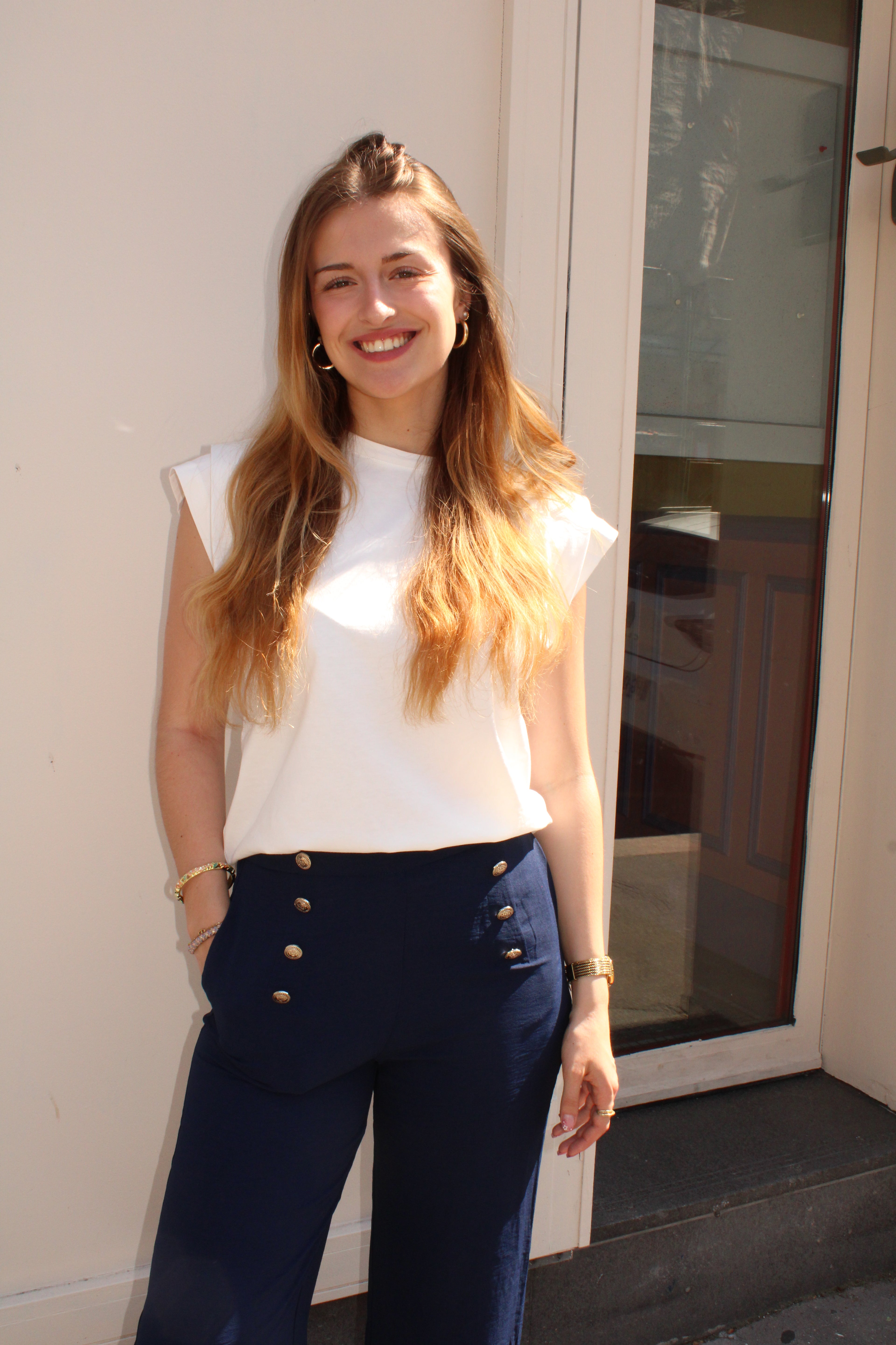 Pantalon fluide bleu marine