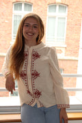 Chemise beige à motifs