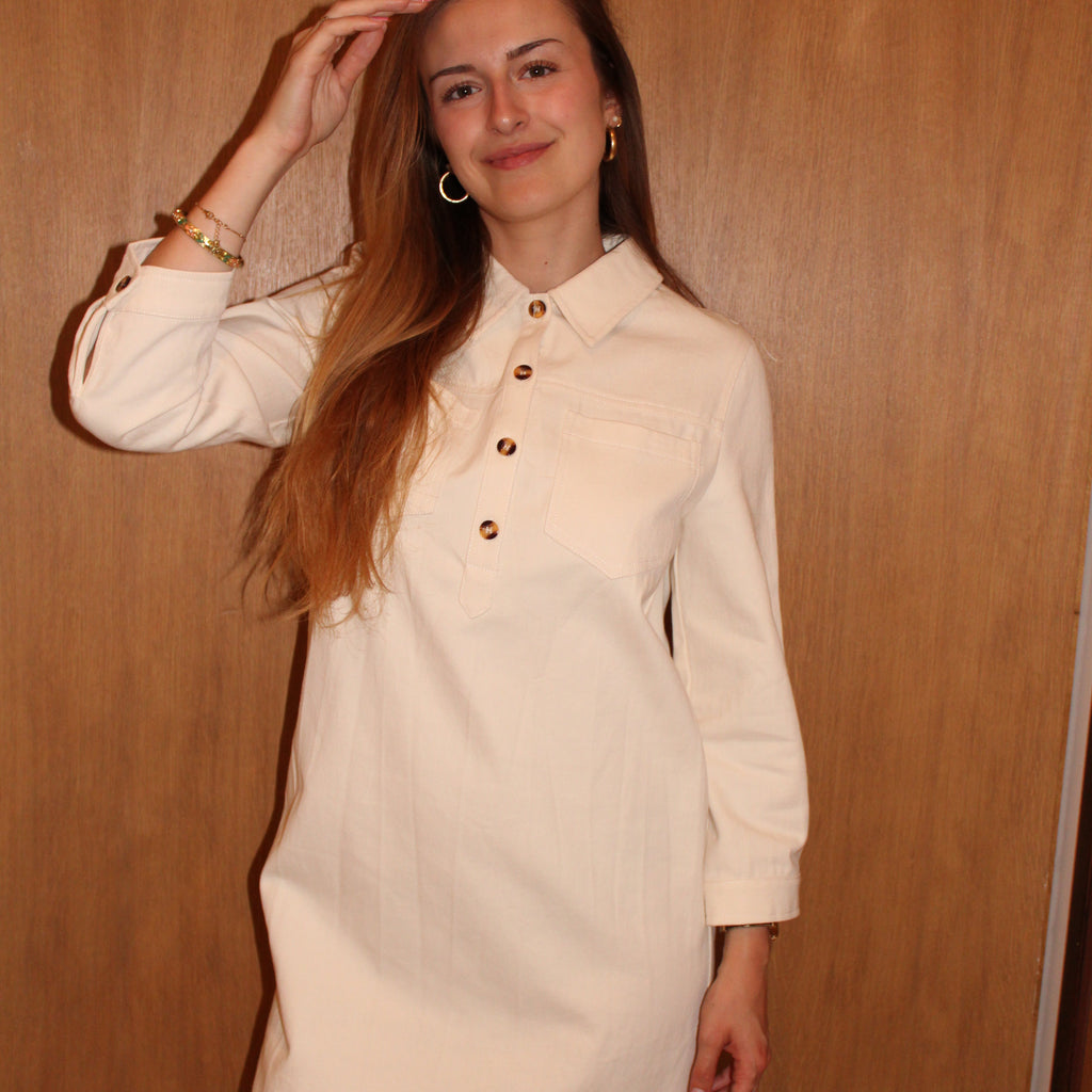 Robe en jean beige