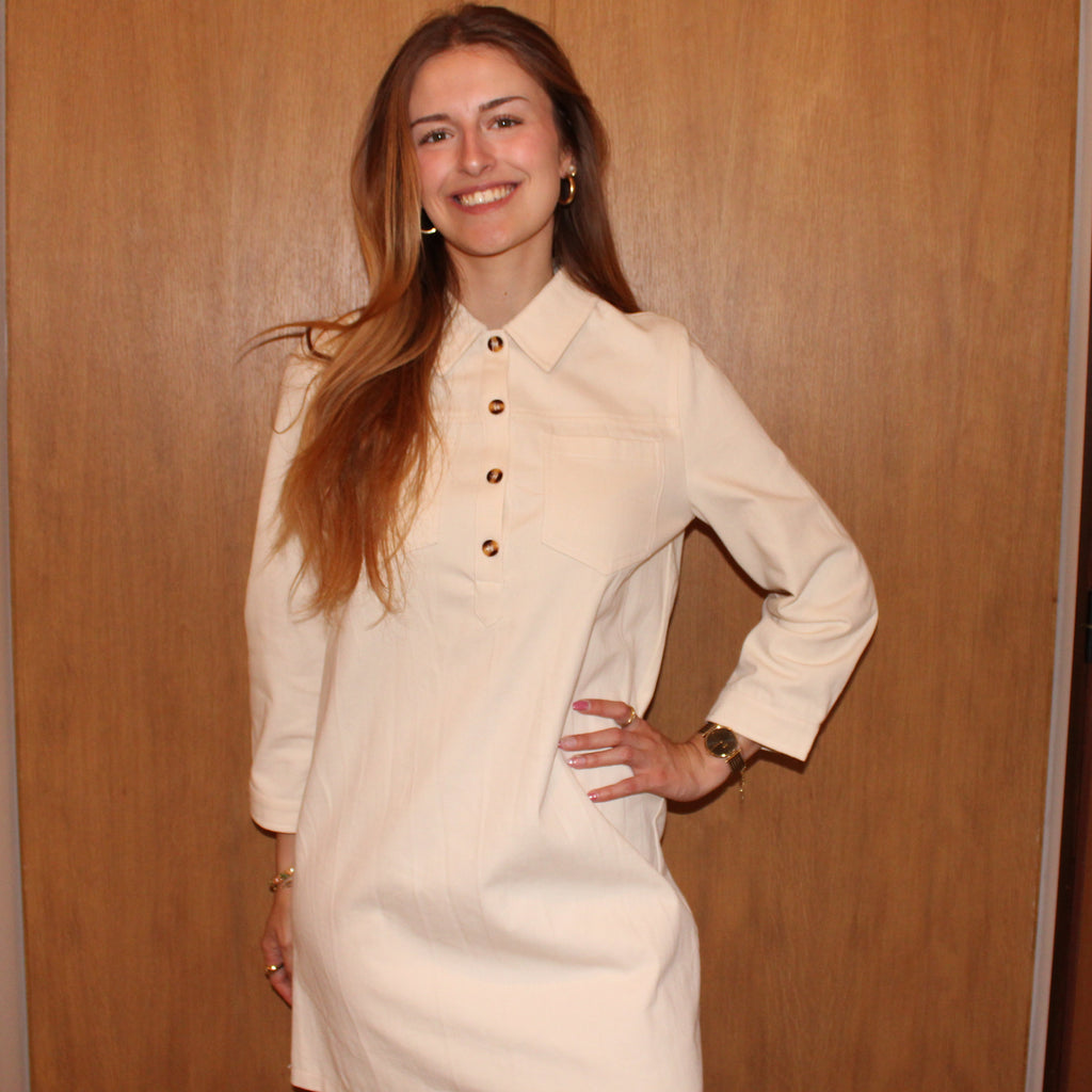 Robe en jean beige