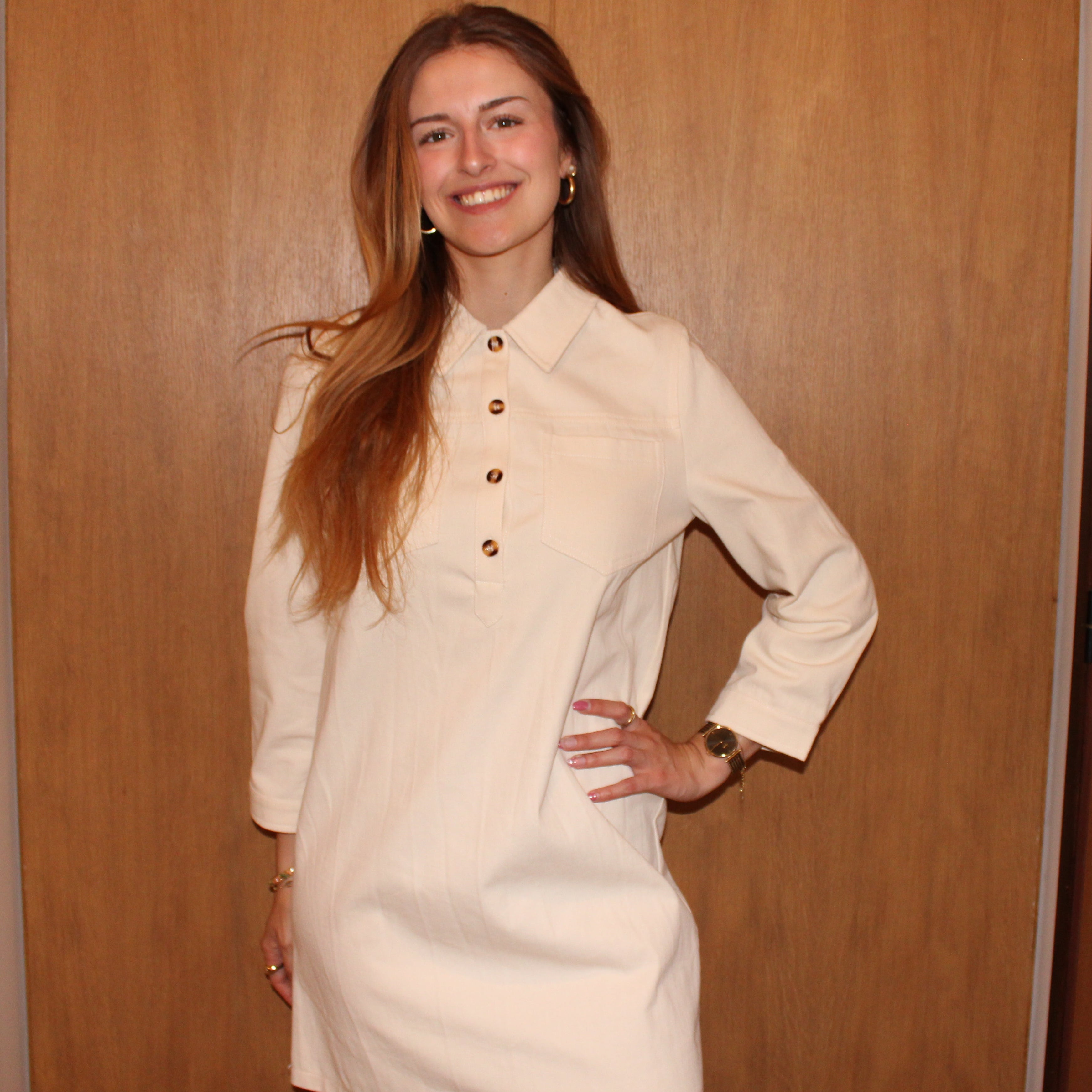 Robe en jean beige