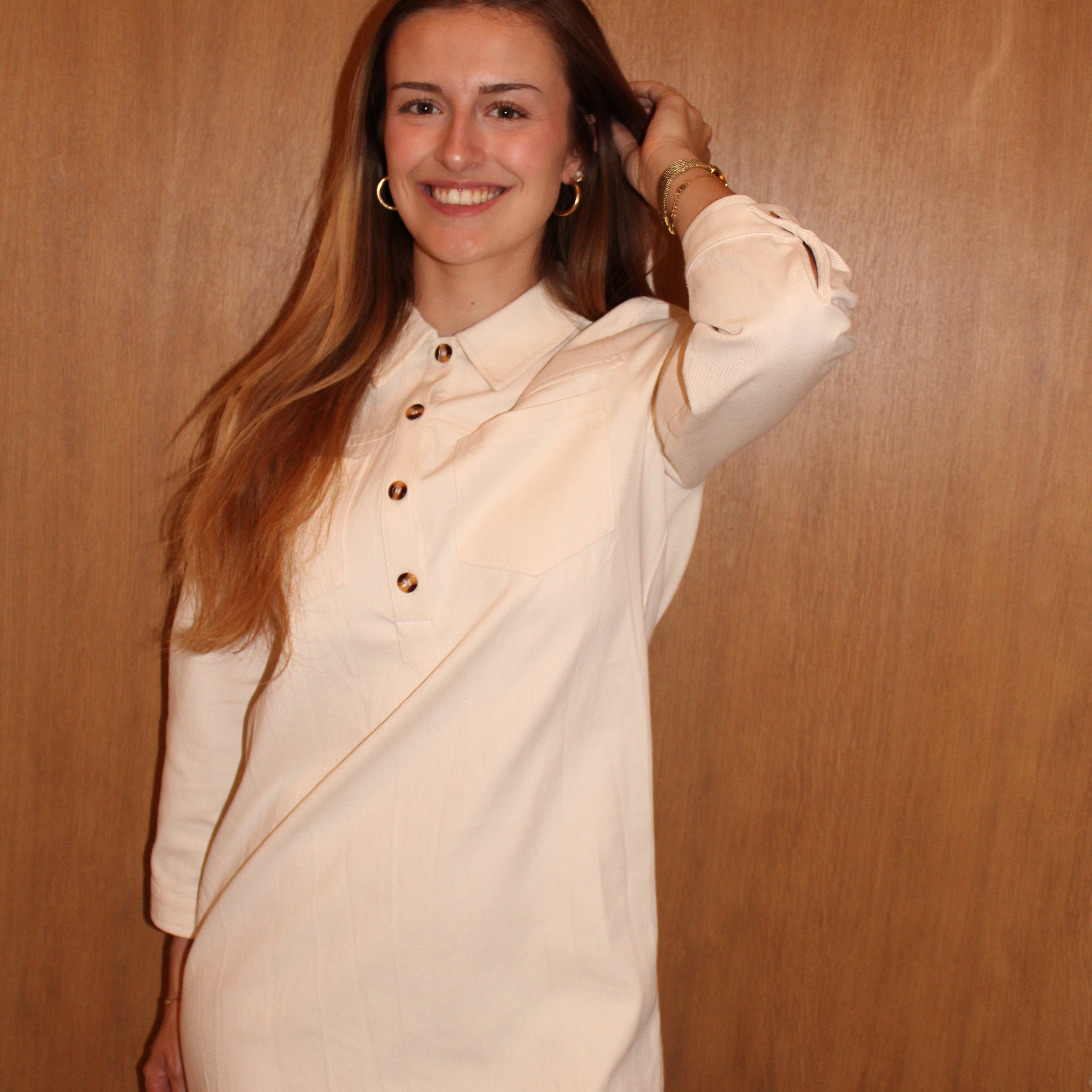 Robe en jean beige