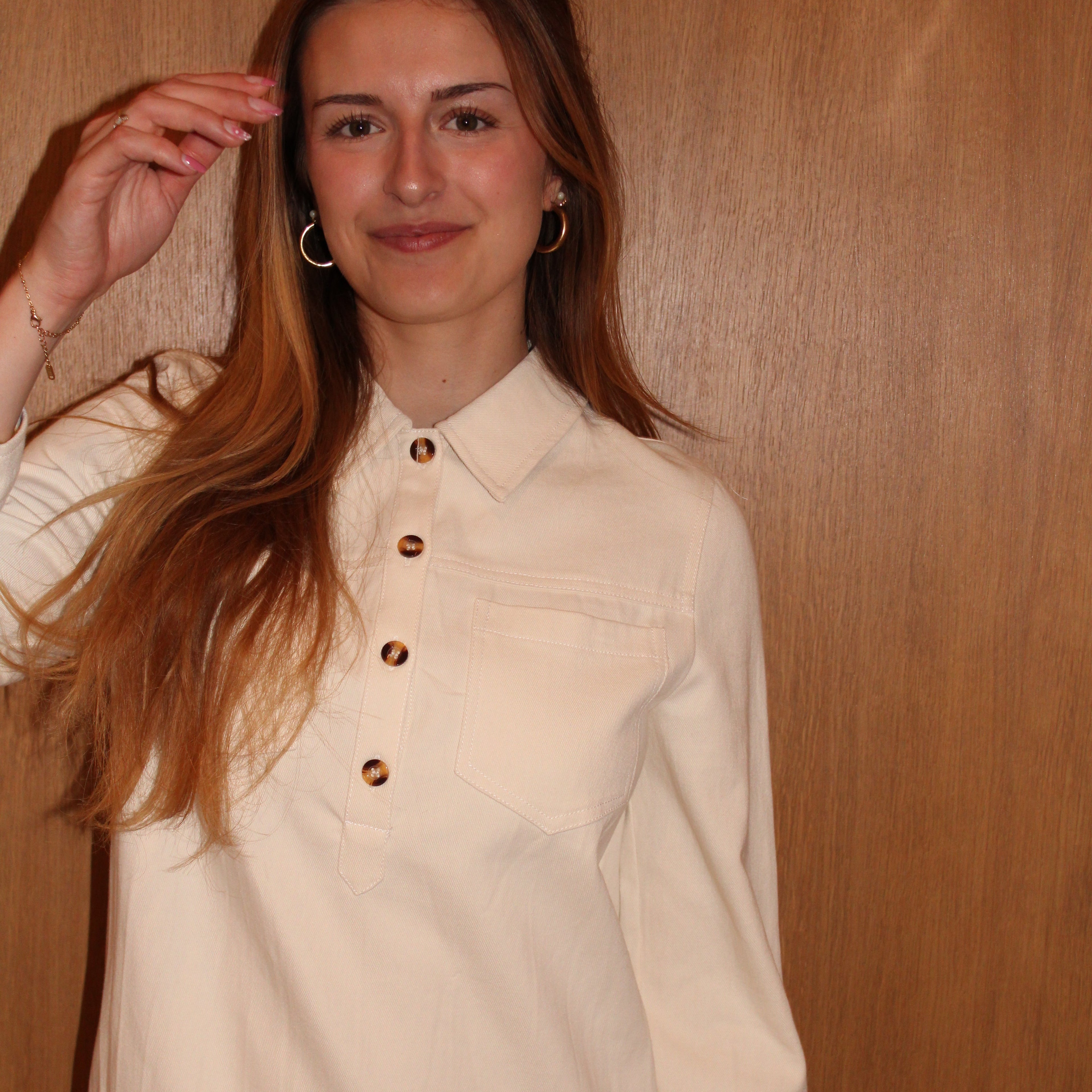 Robe en jean beige