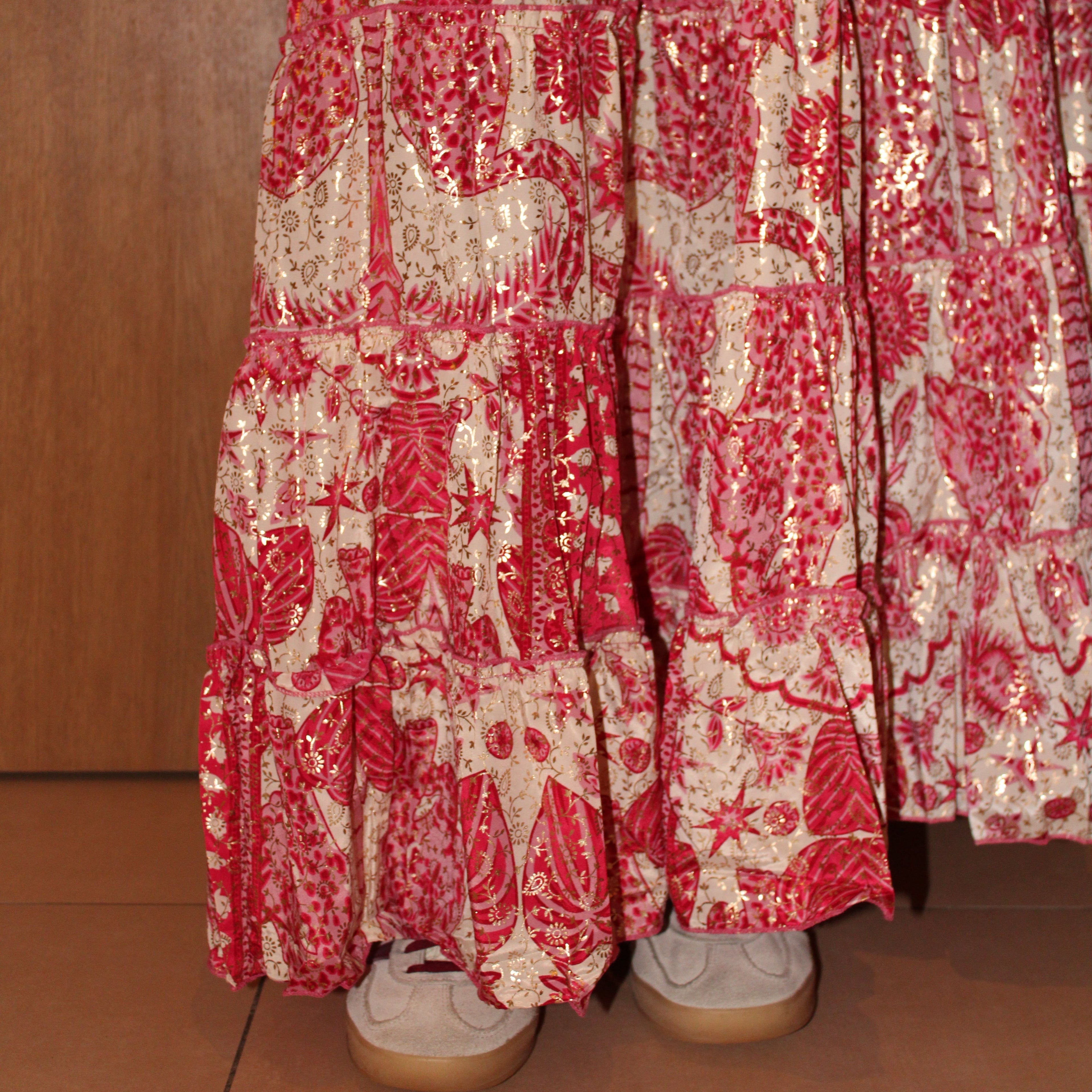 Jupe longue fleurie - Rose et blanche