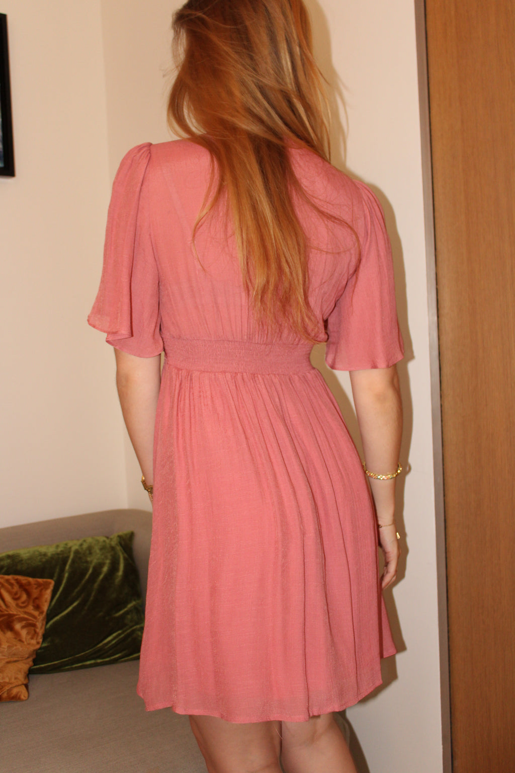 Robe courte rose poudré