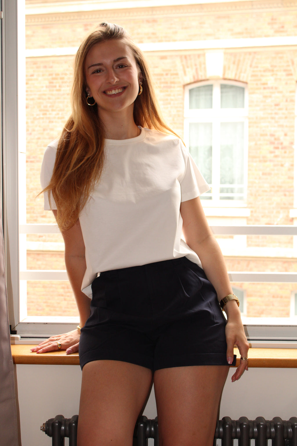 Short & ceinture bleu marine