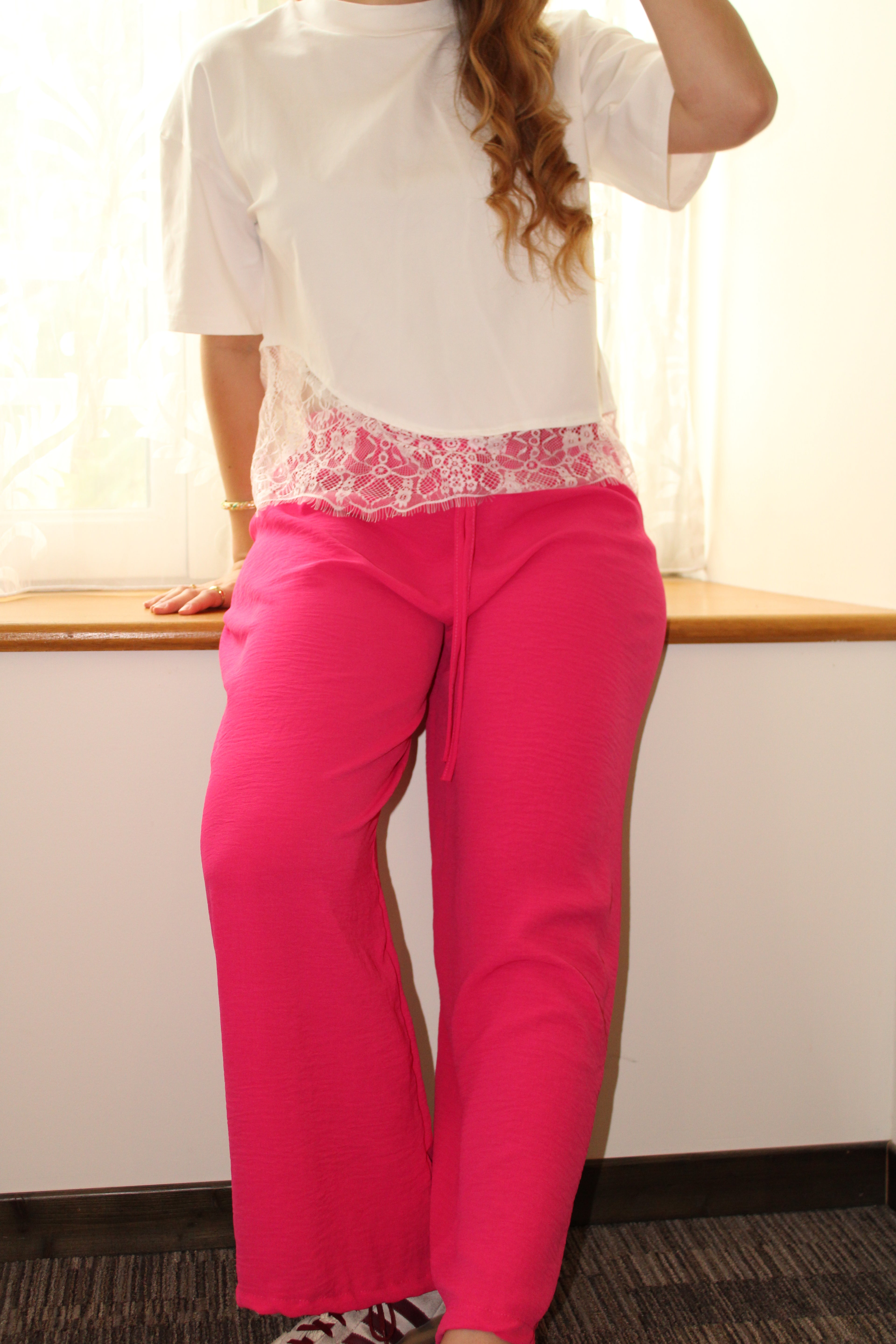 Pantalon ample rose