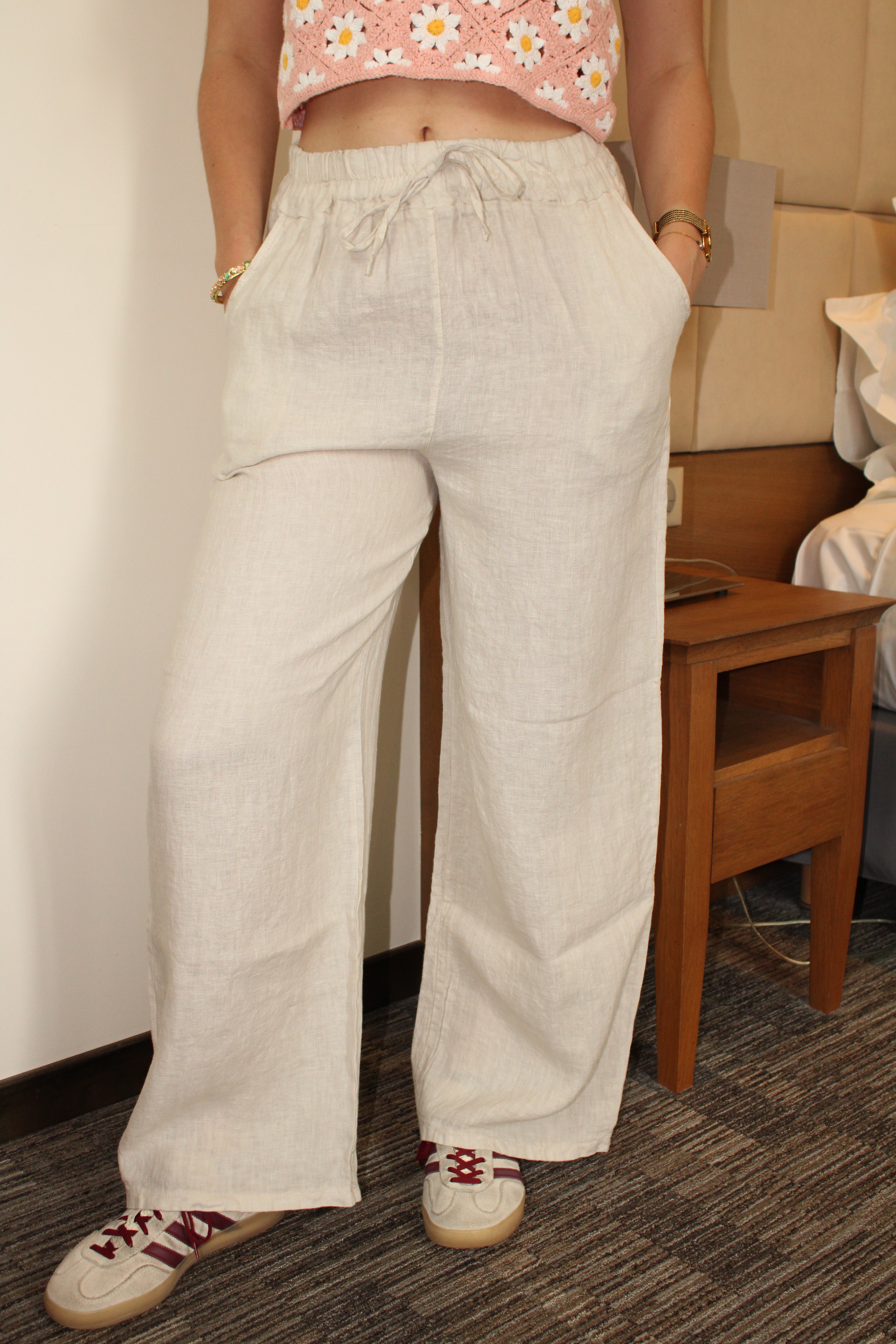 Pantalon en lin beige