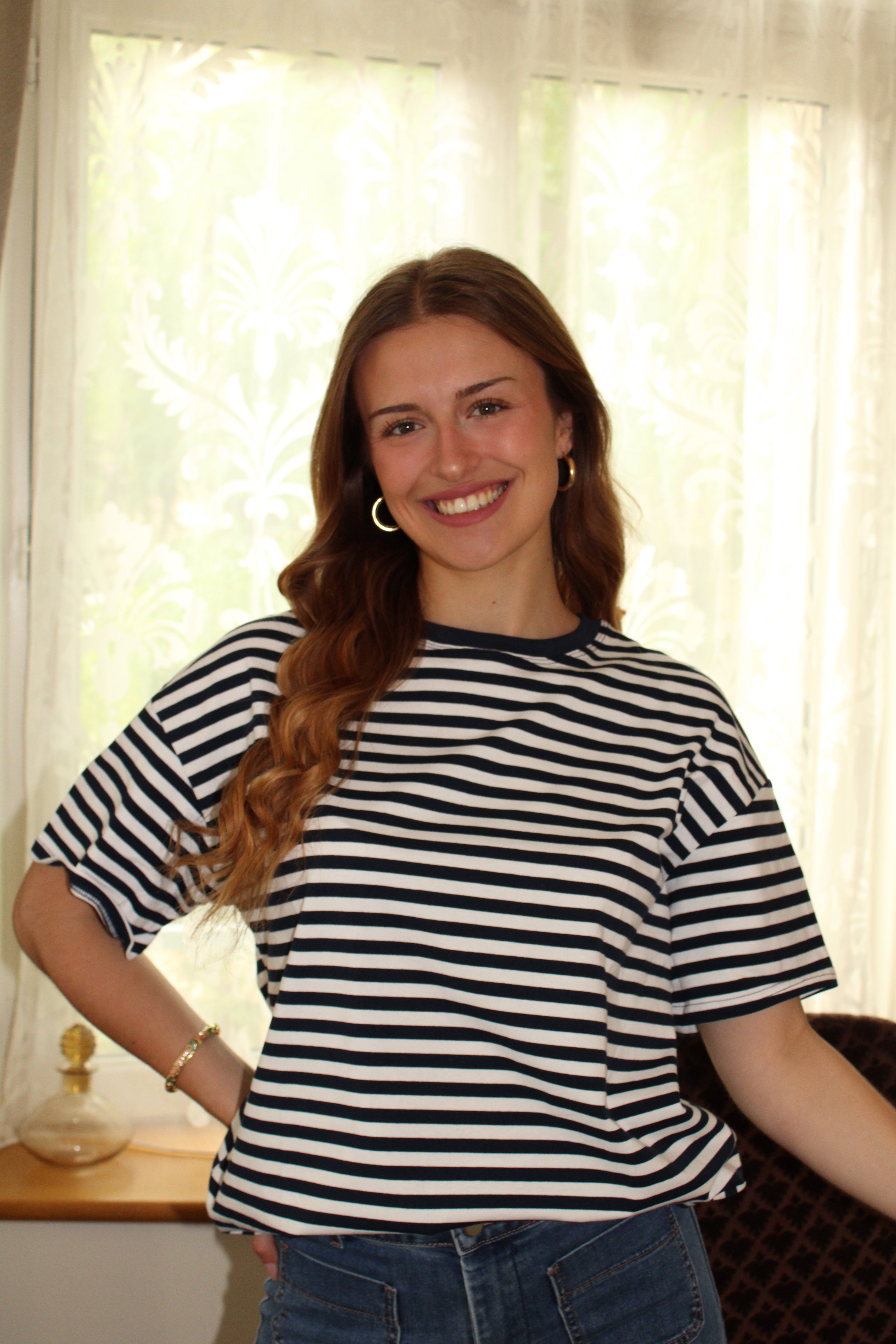 T-shirt rayé/coeur - bleu marine