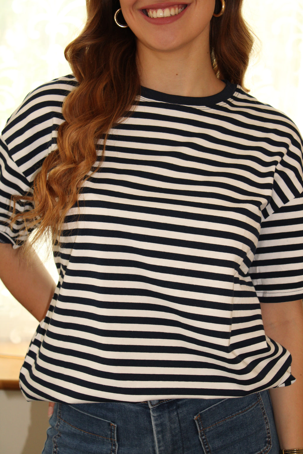 T-shirt rayé/coeur - bleu marine