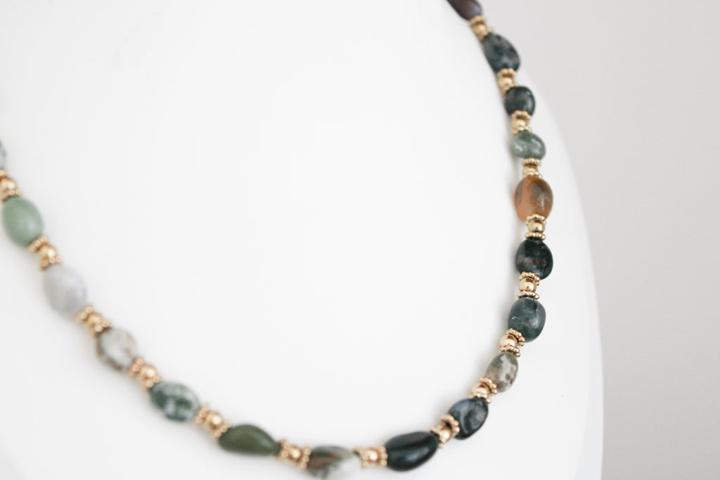 Collier perles verte