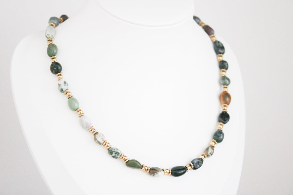 Collier perles verte