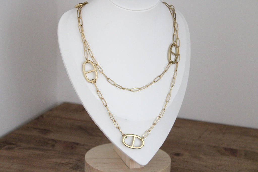Sautoir maille marine