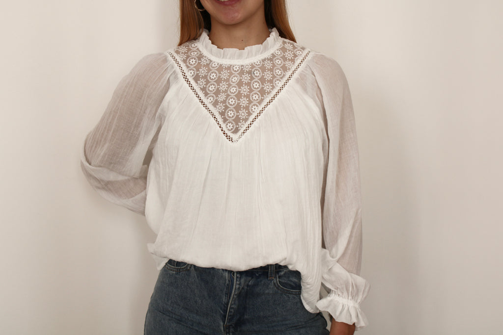Blouse dentelle blanche
