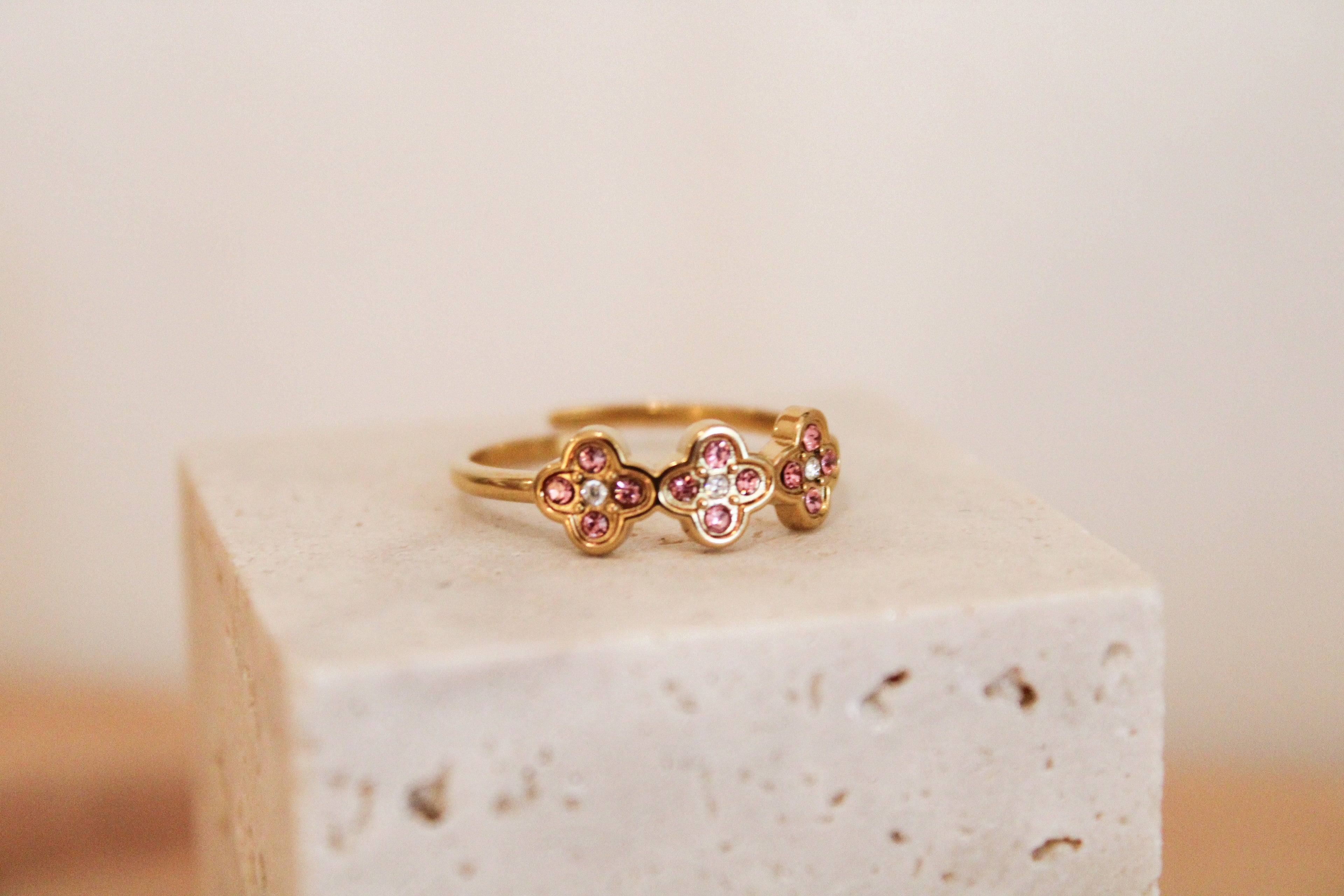 Bague strass rose