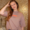 T-shirt ICONIC - Orange et bleu à rayures