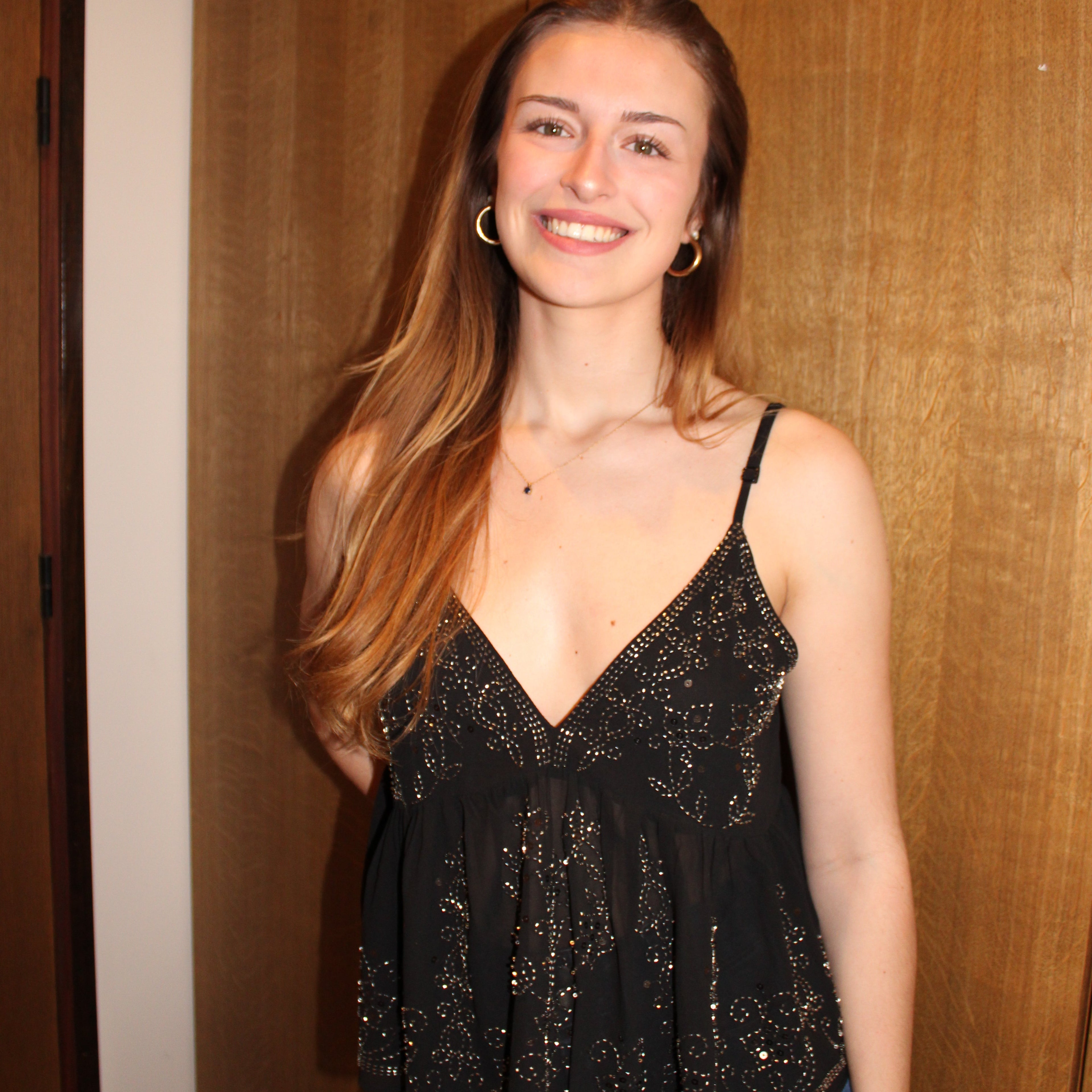 Top à bretelles à strass - Noir