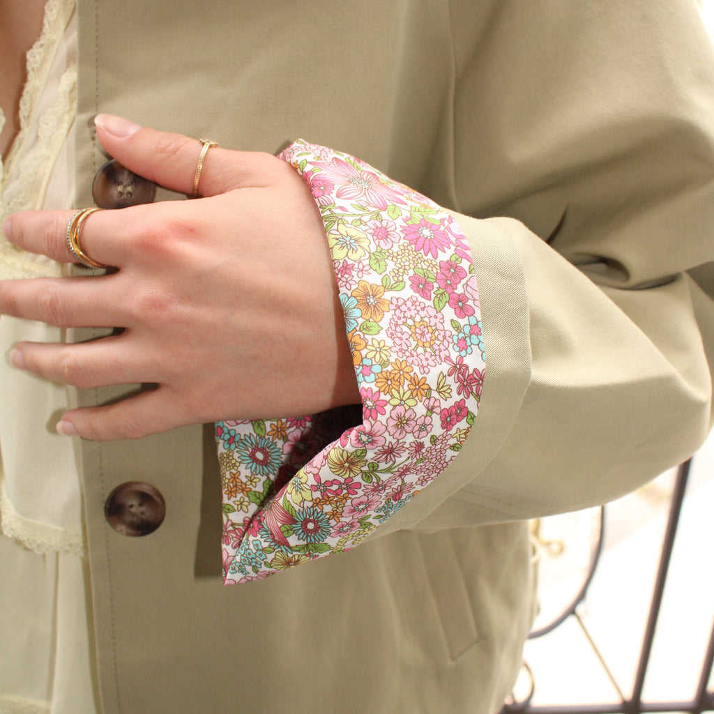 Trench à fleurs - Vert olive