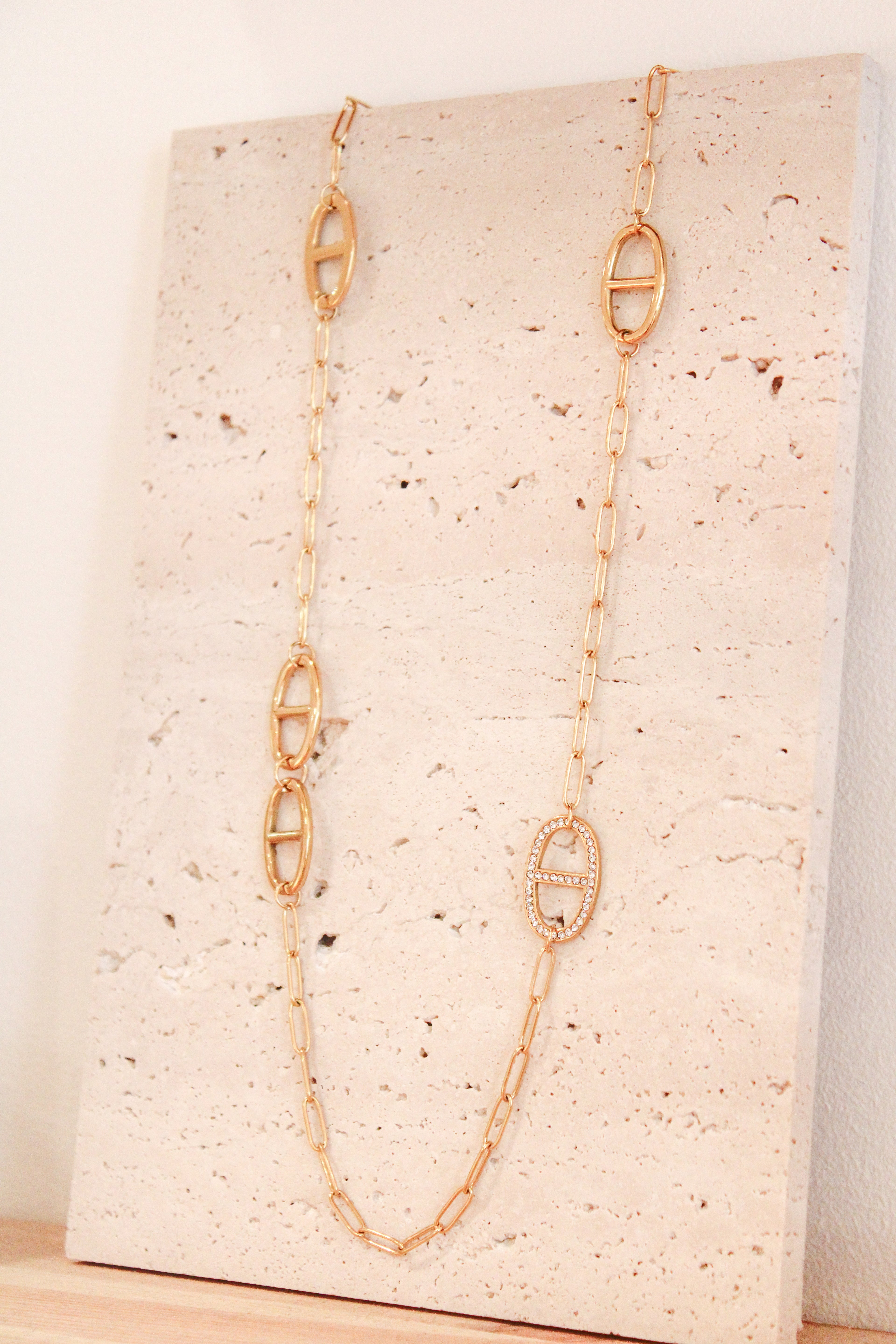 Collier maille marine à strass