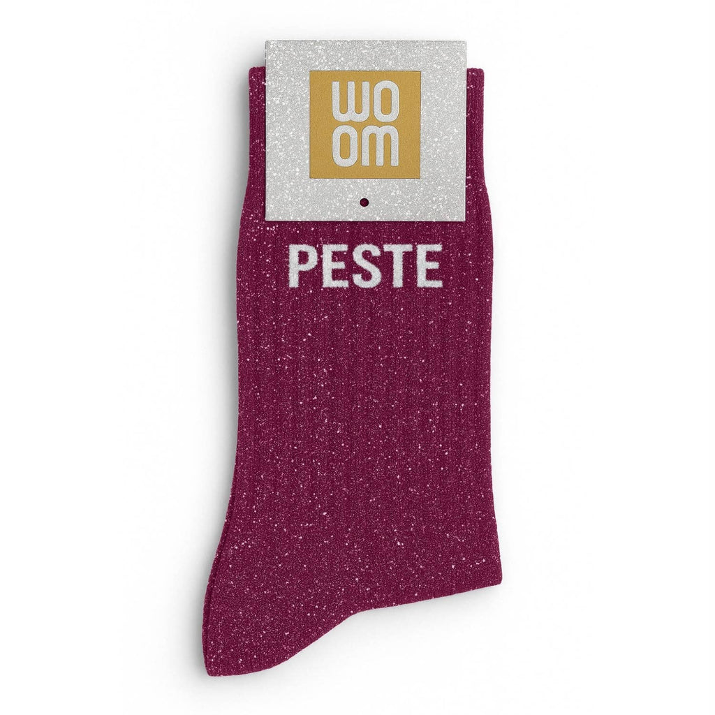 Chaussettes à Paillettes à Message "Peste" - Violet: Unique (36-40)