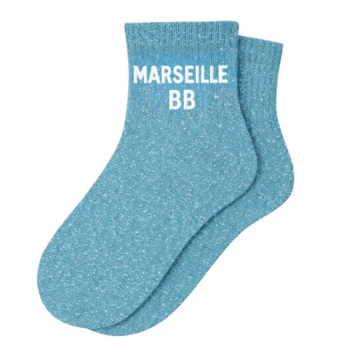 Chaussettes Courtes à Paillettes "Marseille BB" Turquoise